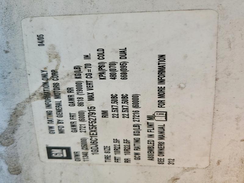 66553866 :رقم المزاد ، 1GDJ6C1EX5F527915 vin ، 2005 Gmc C60 مزاد بيع