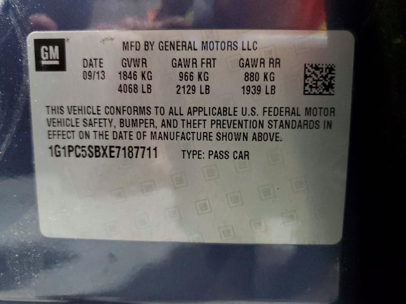 Aukcja sprzedaży 2014 Chevrolet Cruze, vin: 1G1PC5SBXE7187711, numer aukcji: 70537156