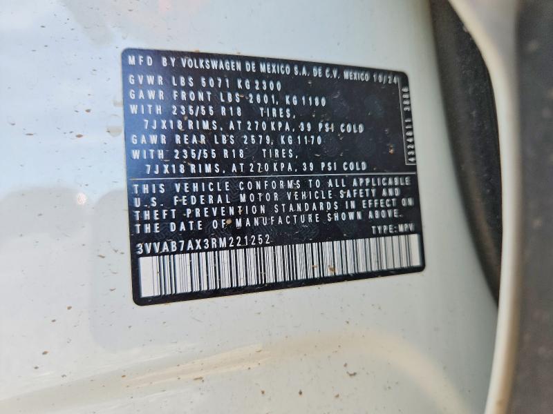 Aukcja sprzedaży 2024 Volkswagen Tiguan, vin: 3VVAB7AX3RM221252, numer aukcji: 70539756