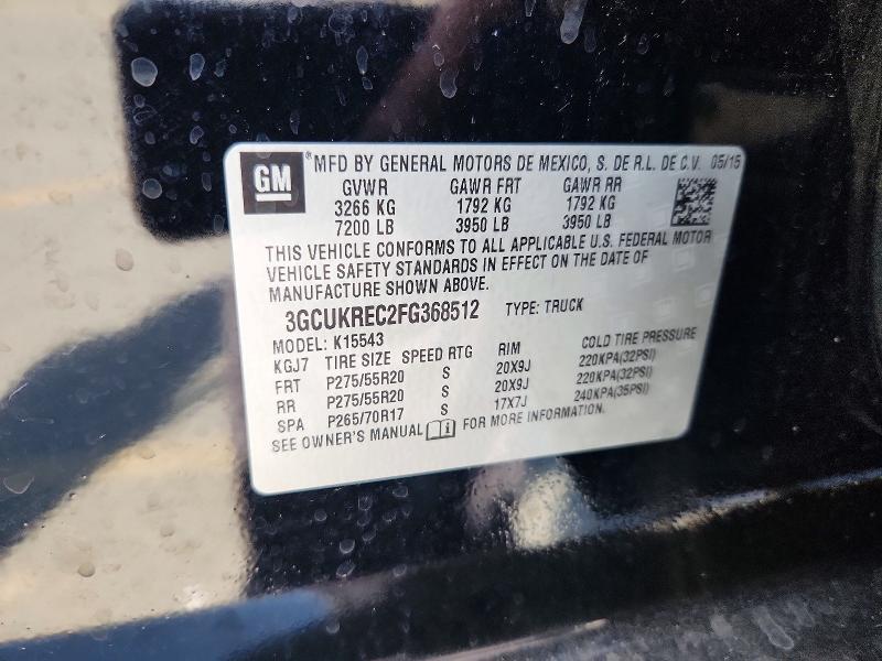 Aukcja sprzedaży 2015 Chevrolet Silverado, vin: 3GCUKREC2FG368512, numer aukcji: 67381926