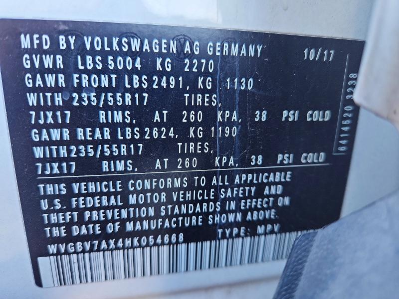 Aukcja sprzedaży 2017 Volkswagen Tiguan, vin: WVGBV7AX4HK054668, numer aukcji: 67323596