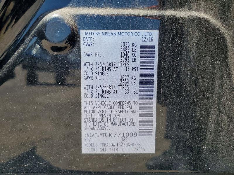 68582396 :رقم المزاد ، 5N1AT2MT0HC771009 vin ، 2017 Nissan Rogue مزاد بيع