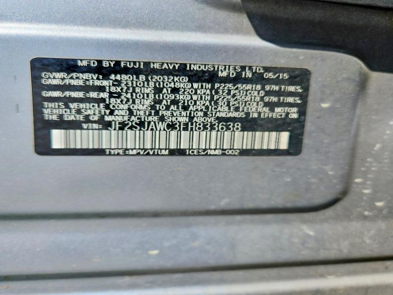Aukcja sprzedaży 2015 Subaru Forester, vin: JF2SJAWC3FH833638, numer aukcji: 69316886