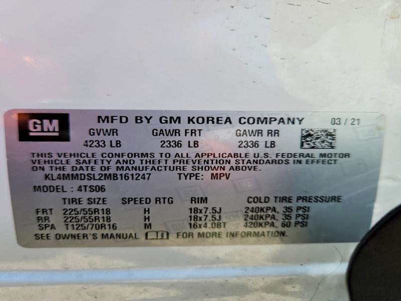 67372956 :رقم المزاد ، KL4MMDSL2MB161247 vin ، 2021 Buick Encore Gx مزاد بيع