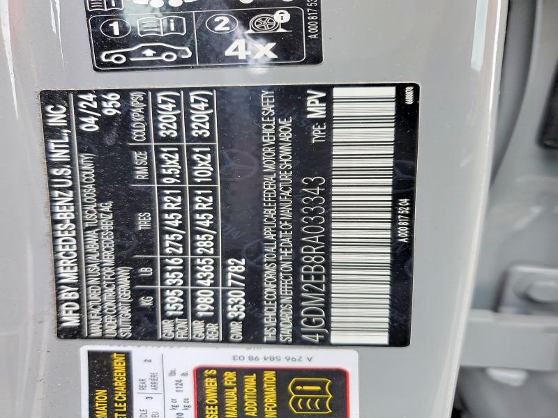 67006326 :رقم المزاد ، 4JGDM2EB8RA033343 vin ، 2024 Mercedes-benz Eqs Suv مزاد بيع