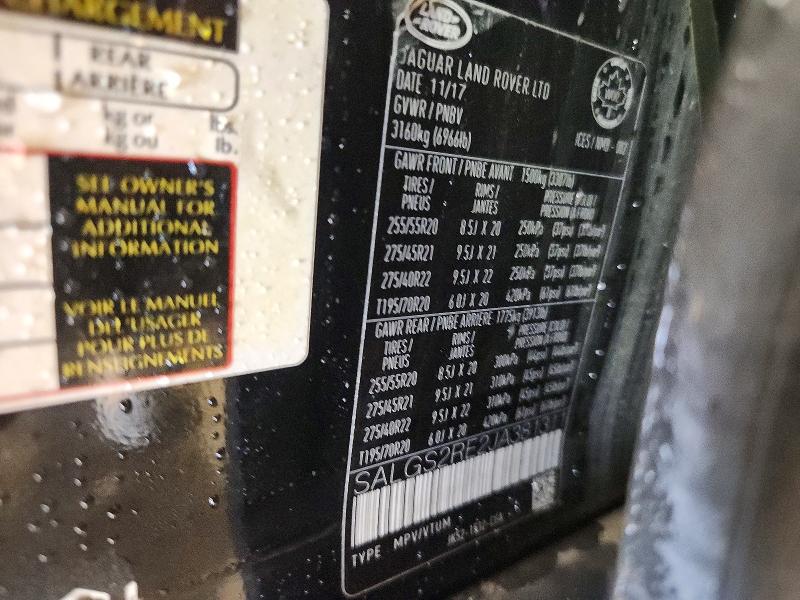 Aukcja sprzedaży 2018 Land Rover Range Rover, vin: SALGS2RE2JA381311, numer aukcji: 68358476