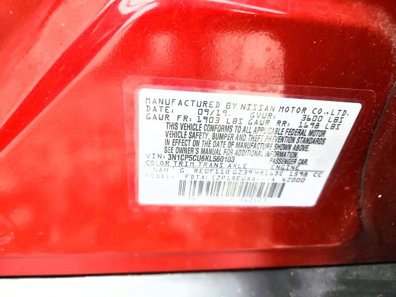 Продаж на аукціоні авто 2019 Nissan Kicks, vin: 3N1CP5CU6KL560103, номер лоту: 70044886