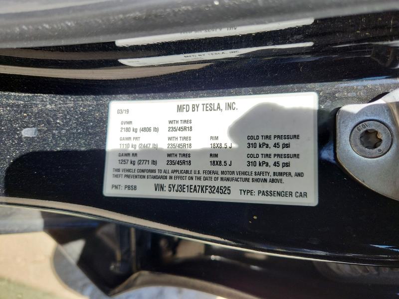 Aukcja sprzedaży 2019 Tesla Model 3, vin: 5YJ3E1EA7KF324525, numer aukcji: 71255356