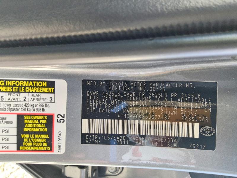 2025 Toyota Camry მანქანა იყიდება აუქციონზე, vin: 4T1DAACK8SU627487, აუქციონის ნომერი: 68495916