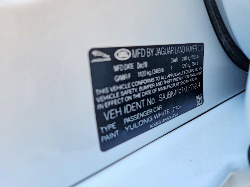 Aukcja sprzedaży 2019 Jaguar Xf, vin: SAJBK4FX7KCY78204, numer aukcji: 67936196