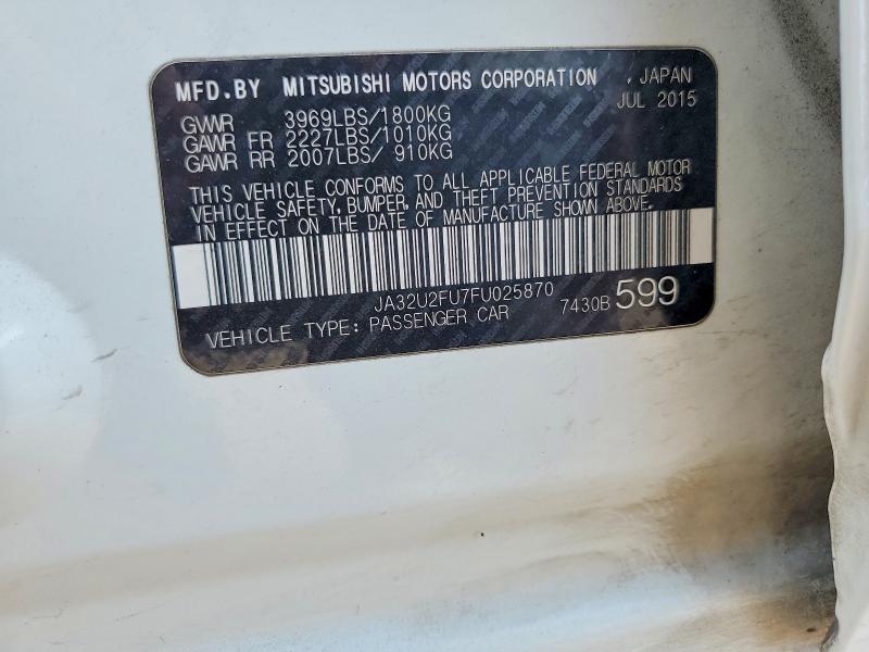 Auction sale of the 2015 Mitsubishi Lancer, vin: JA32U2FU7FU025870, lot number: 67507796