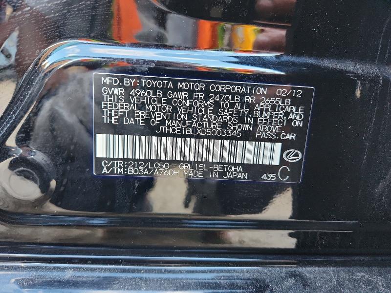 Aukcja sprzedaży 2013 Lexus Gs, vin: JTHCE1BLXD5003345, numer aukcji: 69955636