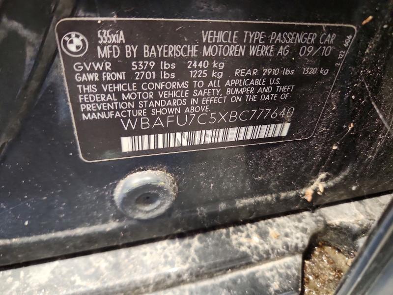 70531336 :رقم المزاد ، WBAFU7C5XBC777640 vin ، 2011 Bmw 535 مزاد بيع