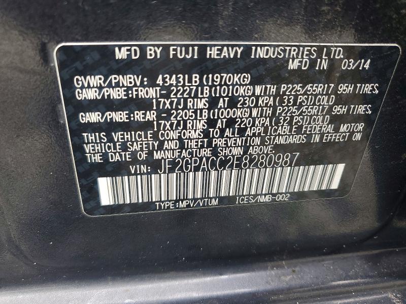 70875566 :رقم المزاد ، JF2GPACC2E8280987 vin ، 2014 Subaru Xv Crosstrek مزاد بيع