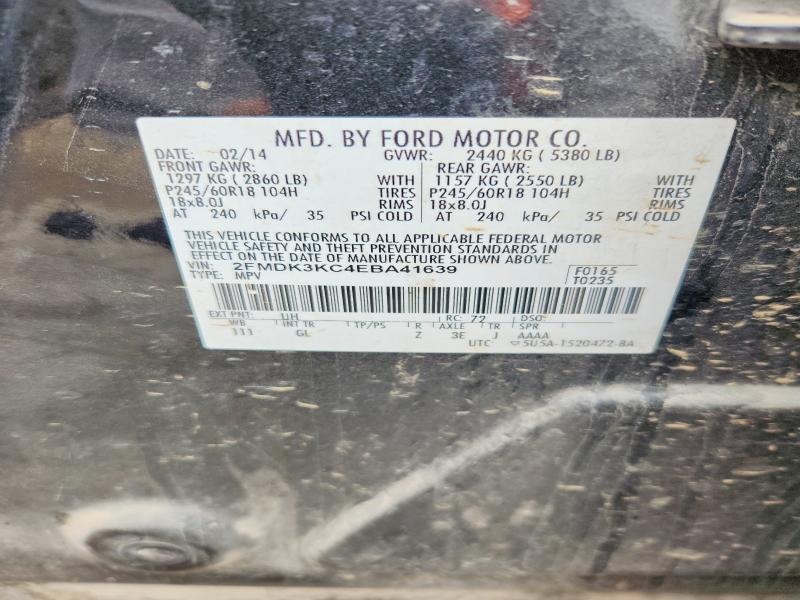 2014 Ford Edge მანქანა იყიდება აუქციონზე, vin: 2FMDK3KC4EBA41639, აუქციონის ნომერი: 67754056