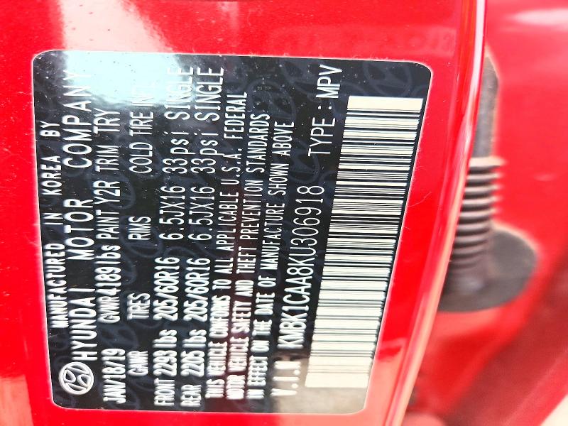 2019 Hyundai Kona მანქანა იყიდება აუქციონზე, vin: KM8K1CAA8KU306918, აუქციონის ნომერი: 70147556