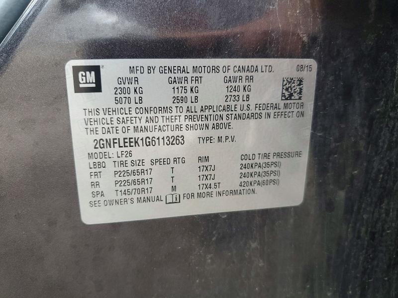 Продаж на аукціоні авто 2016 Chevrolet Equinox, vin: 2GNFLEEK1G6113263, номер лоту: 68517486