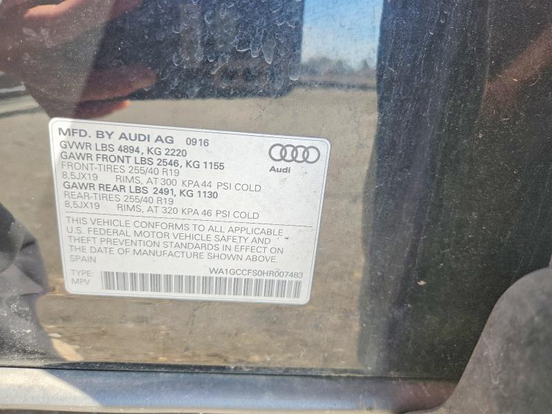 Aukcja sprzedaży 2017 Audi Q3, vin: WA1GCCFS0HR007483, numer aukcji: 68057916