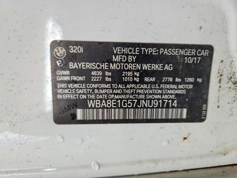 Продаж на аукціоні авто 2018 Bmw 320, vin: WBA8E1G57JNU91714, номер лоту: 67736096