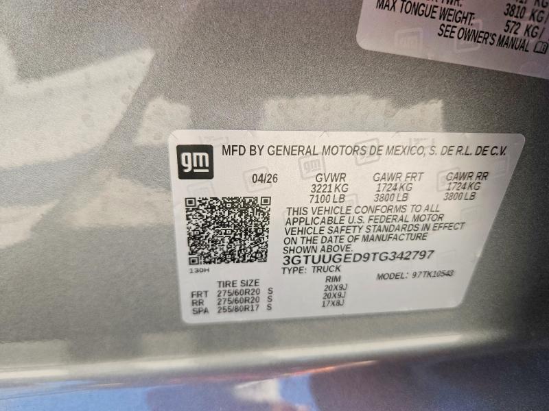 2026 Gmc Sierra მანქანა იყიდება აუქციონზე, vin: 3GTUUGED9TG342797, აუქციონის ნომერი: 69164346