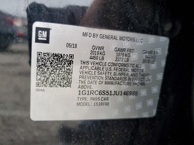 Продаж на аукціоні авто 2018 Chevrolet Volt, vin: 1G1RC6S51JU146985, номер лоту: 69552576