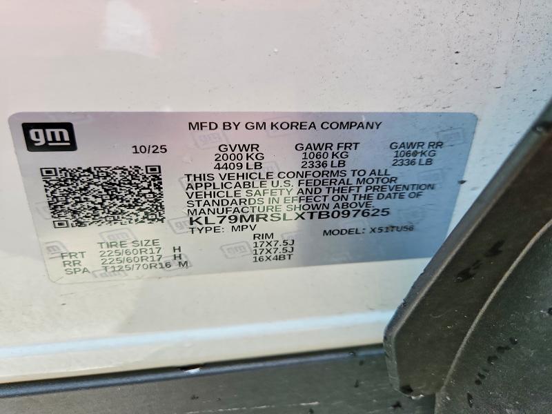 Aukcja sprzedaży 2026 Chevrolet Trailblazer, vin: KL79MRSLXTB097625, numer aukcji: 70861176