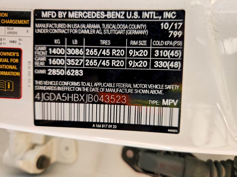 Aukcja sprzedaży 2018 Mercedes-benz Gle, vin: 4JGDA5HBXJB043523, numer aukcji: 70459886