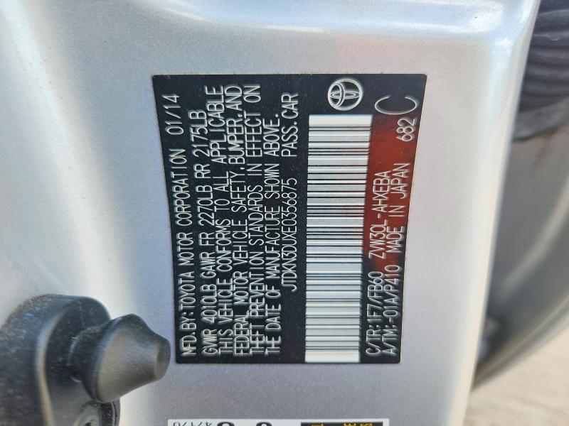 69111516 :رقم المزاد ، JTDKN3DUXE0356875 vin ، 2014 Toyota Prius مزاد بيع