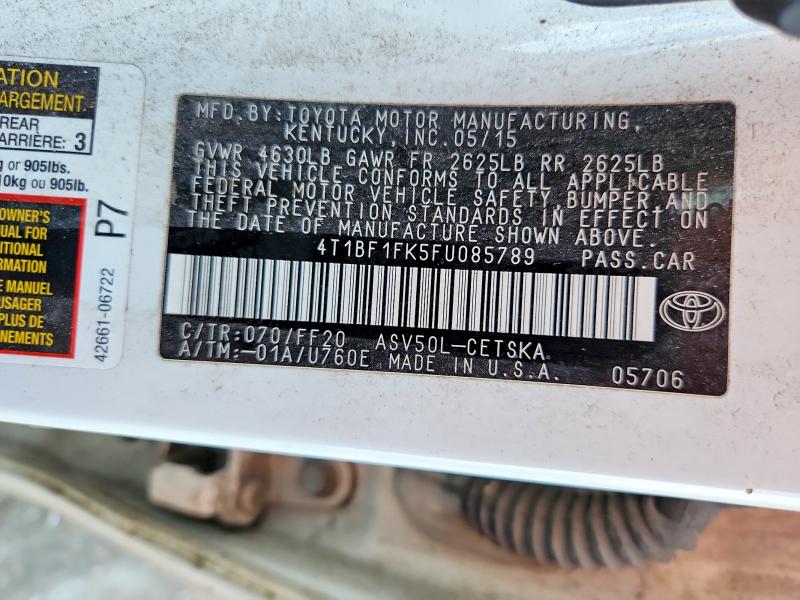 Продаж на аукціоні авто 2015 Toyota Camry, vin: 4T1BF1FK5FU085789, номер лоту: 69341556