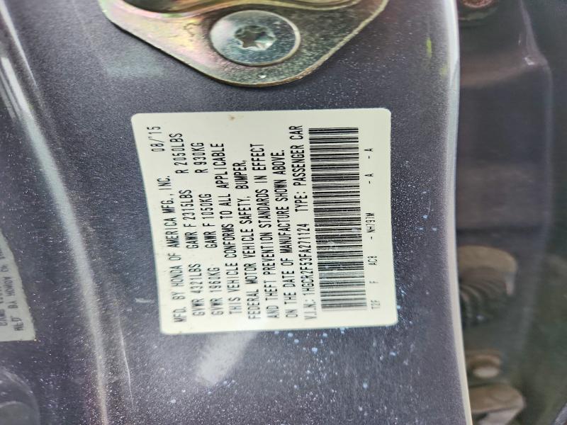 2015 Honda Accord მანქანა იყიდება აუქციონზე, vin: 1HGCR2F53FA271124, აუქციონის ნომერი: 70543346