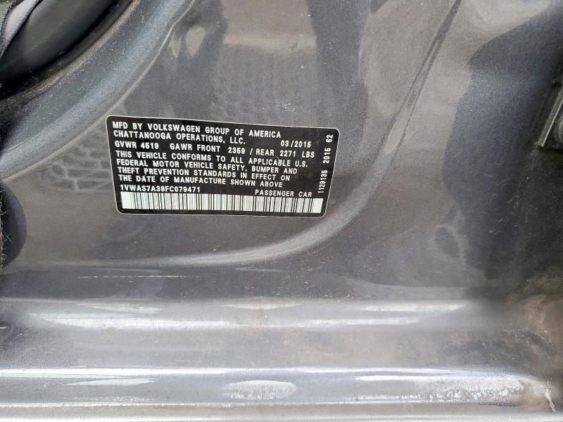 Aukcja sprzedaży 2015 Volkswagen Passat, vin: 1VWAS7A38FC079471, numer aukcji: 69000276