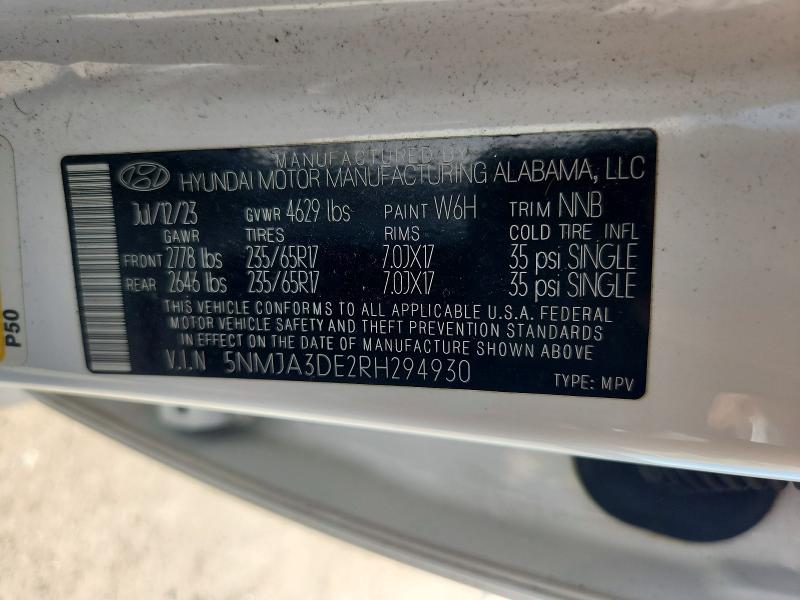 67527876 :رقم المزاد ، 5NMJA3DE2RH294930 vin ، 2024 Hyundai Tucson مزاد بيع