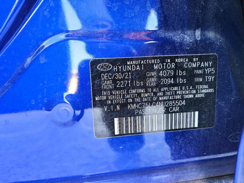 Продажа на аукционе авто 2022 Hyundai Ioniq, vin: KMHC75LC4NU285504, номер лота: 69622996