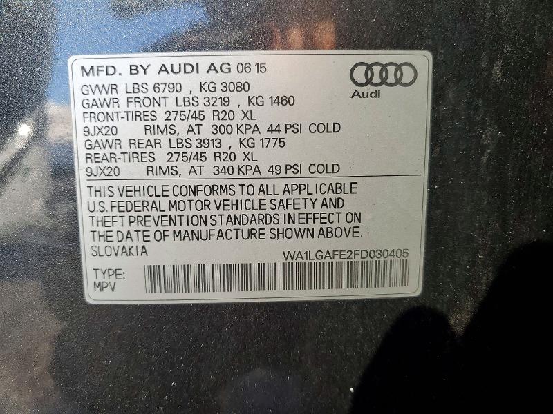 Aukcja sprzedaży 2015 Audi Q7, vin: WA1LGAFE2FD030405, numer aukcji: 66617866