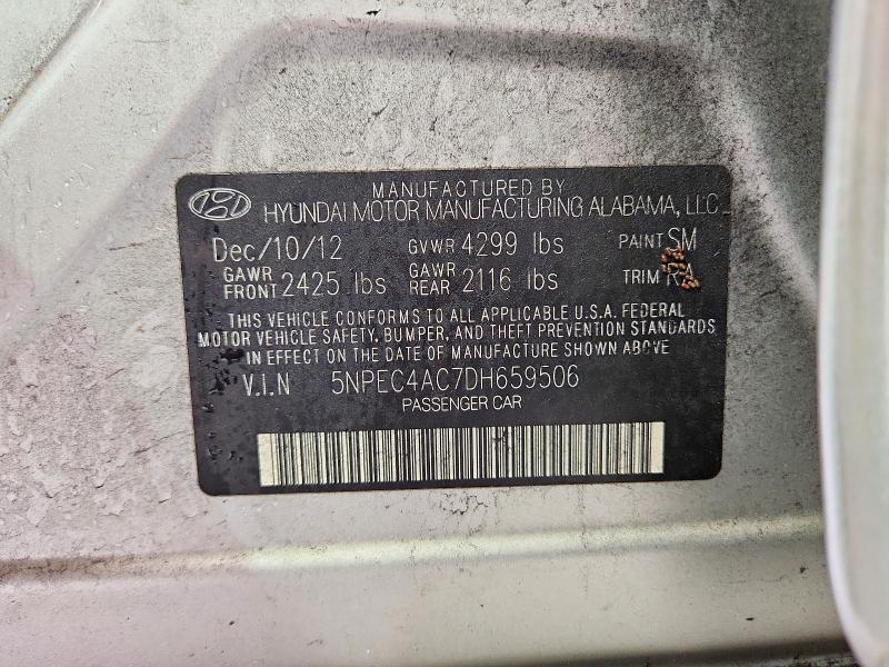 69875436 :رقم المزاد ، 5NPEC4AC7DH659506 vin ، 2013 Hyundai Sonata مزاد بيع