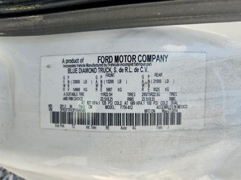 69784956 :رقم المزاد ، 3FRXF7FK3FV646540 vin ، 2015 Ford F750 مزاد بيع
