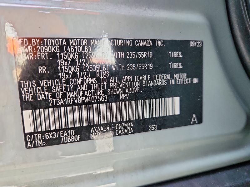 Продажа на аукционе авто 2023 Toyota Rav4, vin: 2T3A1RFV8PW407563, номер лота: 70220486