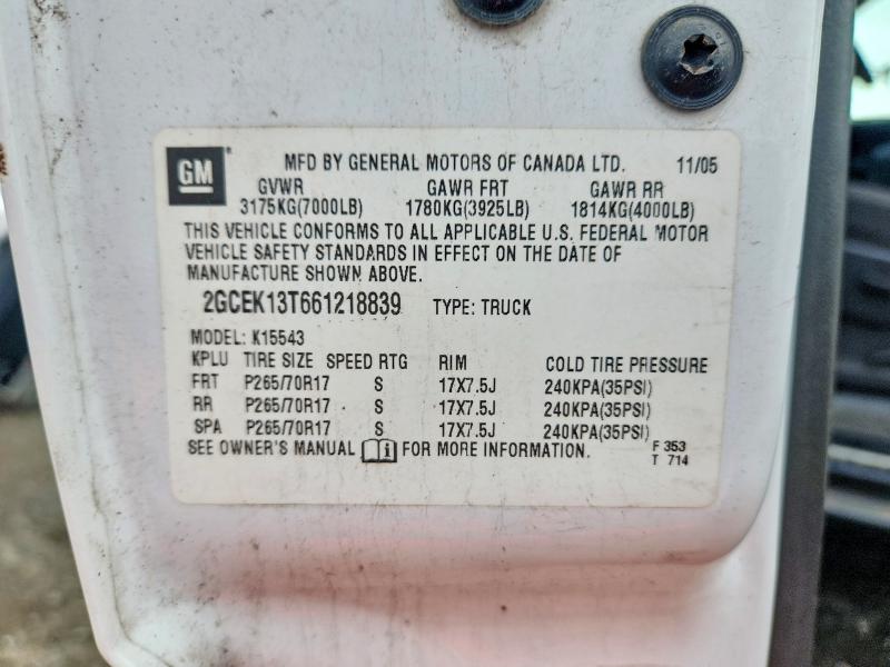 Aukcja sprzedaży 2006 Chevrolet Silverado, vin: 2GCEK13T661218839, numer aukcji: 71082046