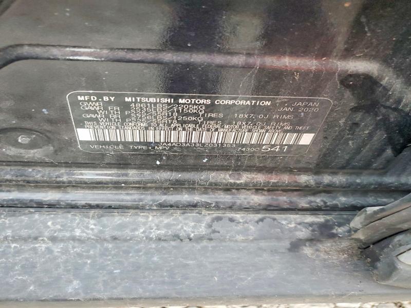 Aukcja sprzedaży 2020 Mitsubishi Outlander, vin: JA4AD3A33LZ031353, numer aukcji: 67553366
