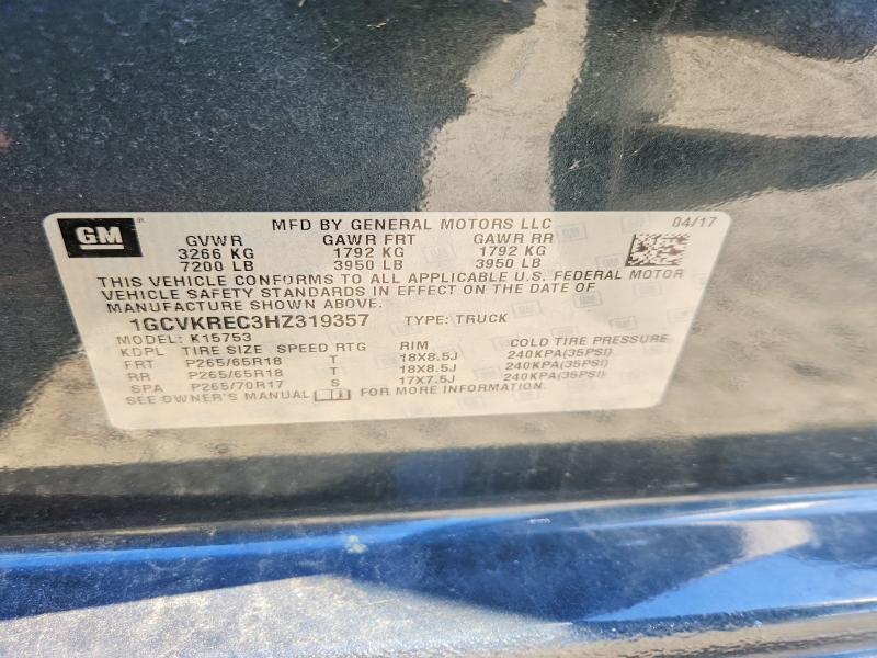 Продаж на аукціоні авто 2017 Chevrolet Silverado, vin: 1GCVKREC3HZ319357, номер лоту: 67703566