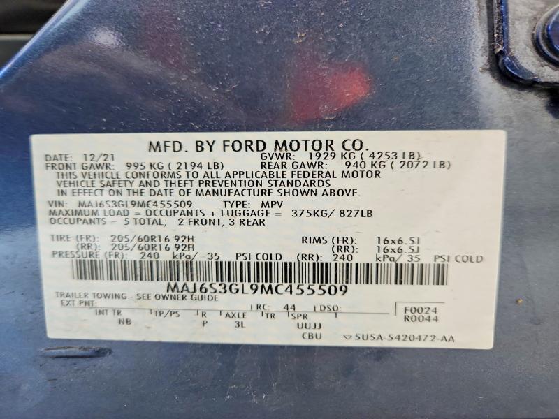 Продажа на аукционе авто 2021 Ford Ecosport, vin: MAJ6S3GL9MC455509, номер лота: 70363056