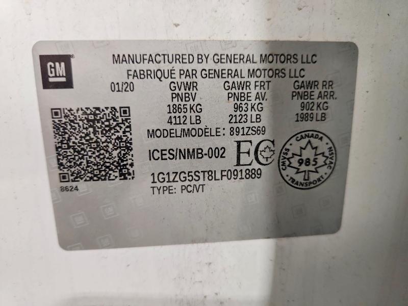 68266706 :رقم المزاد ، 1G1ZG5ST8LF091889 vin ، 2020 Chevrolet Malibu مزاد بيع