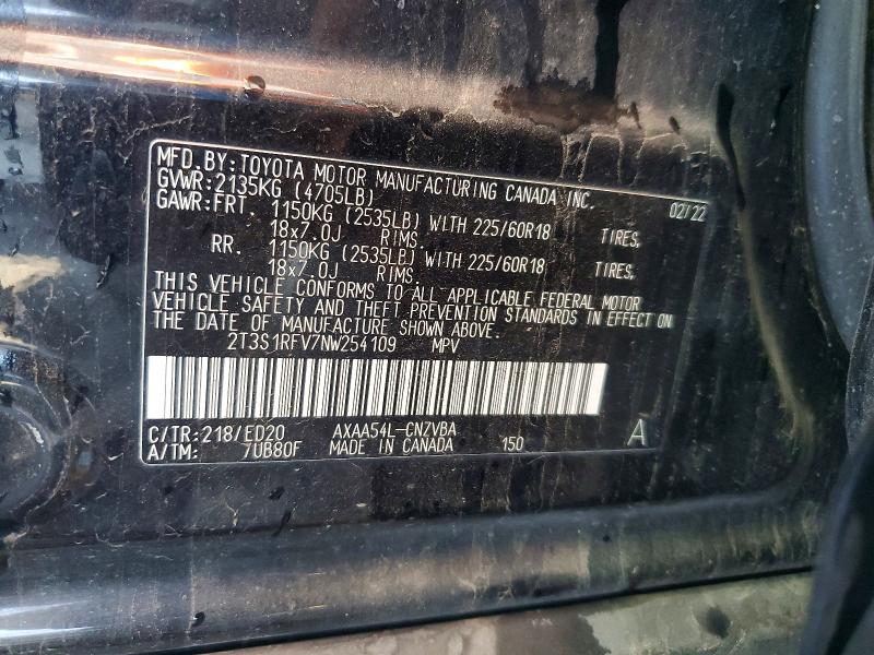 Продажа на аукционе авто 2022 Toyota Rav4, vin: 2T3S1RFV7NW254109, номер лота: 66589306