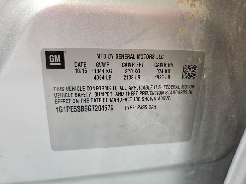 67365926 :رقم المزاد ، 1G1PE5SB6G7204579 vin ، 2016 Chevrolet Cruze Limited مزاد بيع