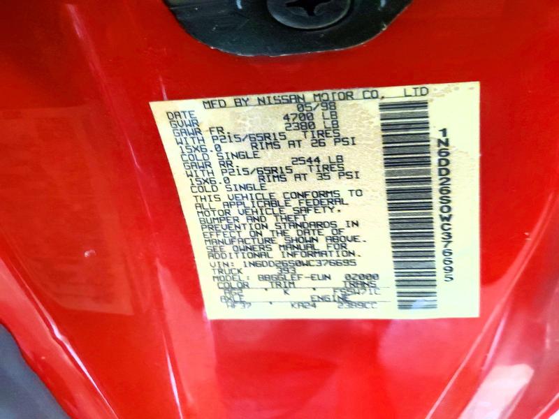 Продаж на аукціоні авто 1998 Nissan Frontier, vin: 1N6DD26S0WC376695, номер лоту: 69915456