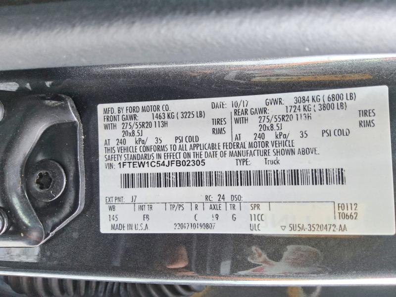 70279866 :رقم المزاد ، 1FTEW1C54JFB02305 vin ، 2018 Ford F150 مزاد بيع