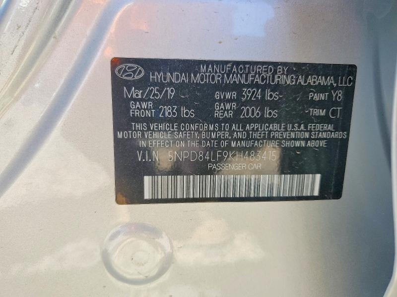 2019 Hyundai Elantra მანქანა იყიდება აუქციონზე, vin: 5NPD84LF9KH483415, აუქციონის ნომერი: 68508826