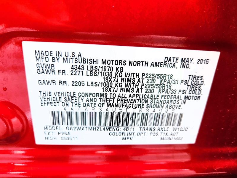 Aukcja sprzedaży 2015 Mitsubishi Outlander Sport, vin: 4A4AR3AU5FE034906, numer aukcji: 69457536