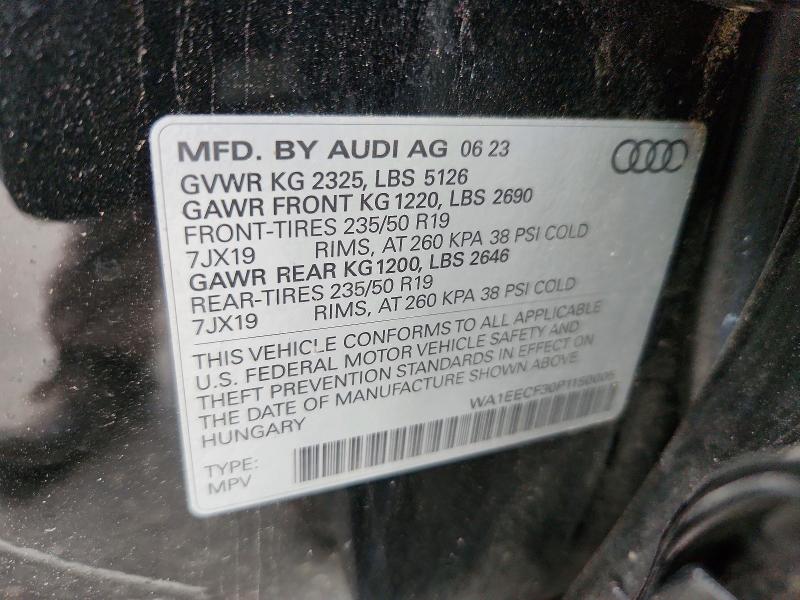 Aukcja sprzedaży 2023 Audi Q3, vin: WA1EECF30P1150005, numer aukcji: 68262166