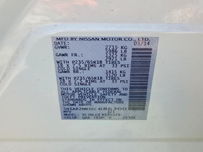 Продажа на аукционе авто 2014 Nissan Pathfinder, vin: 5N1AR2MM3EC686300, номер лота: 68800896
